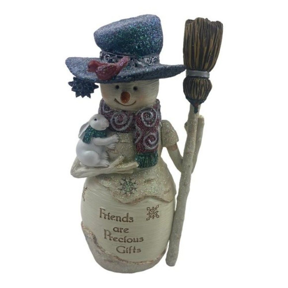 BIRCH HEARTS Precious Gifts 6 inch Snowman Holding A Broom Christmas Collectible
